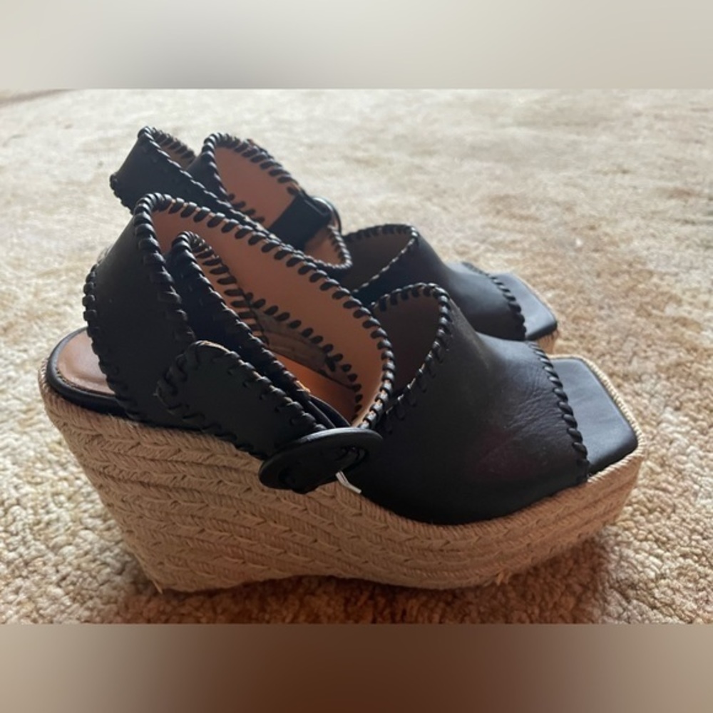 Paloma Barcelo Rafia Wedge Ankle Strap Heel 37